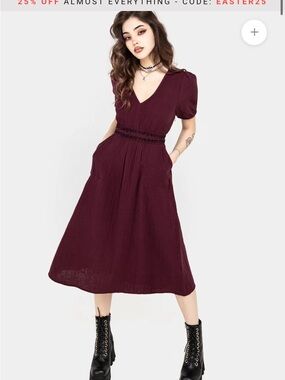 Disturbia Poultice Embroidered Cotton Midi Dress